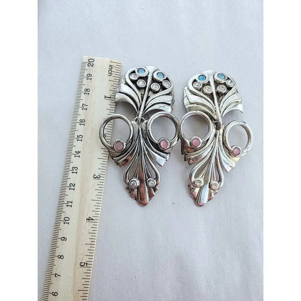 Vintage Signed Abbey Road Earrings - Silver Clip On‎ 3.5